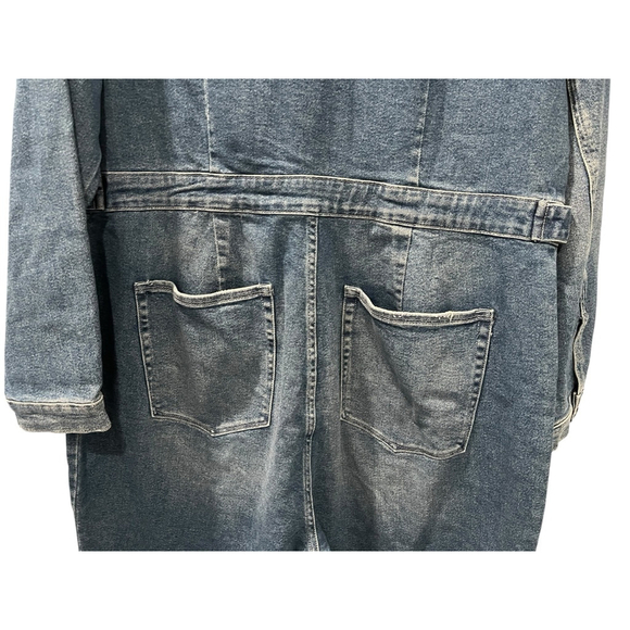 Good American NWT Plus Size 6 Blue Denim Jean Zip Jumpsuit Long Sleeve Casual - Picture 8 of 9